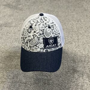 Ariat Womens Lace Overlay Denim Snap Back Baseball Hat Cowgirl Western